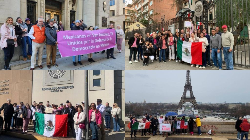 Mexicanos marchan en defensa de la democracia desde varios países