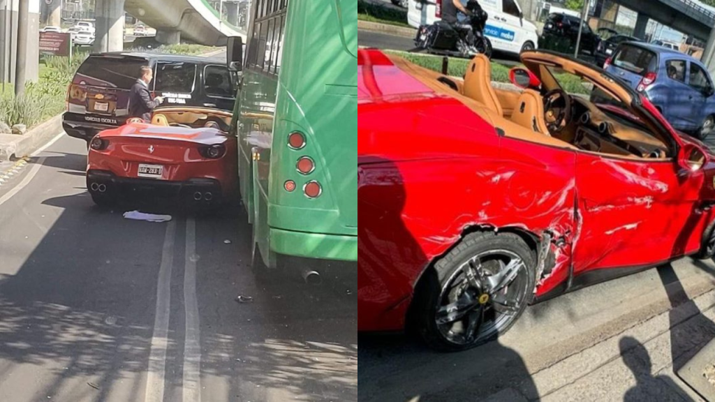 Ferrari impacta con camión de pasajeros