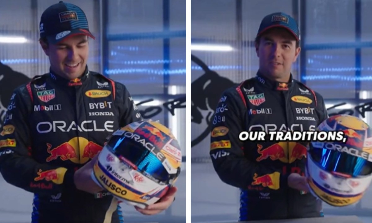 El piloto mexicano, Sergio 'Checo' Pérez, presentó el casco que utilizará con Red Bull para la temporada 2024 de la Fórmula 1.