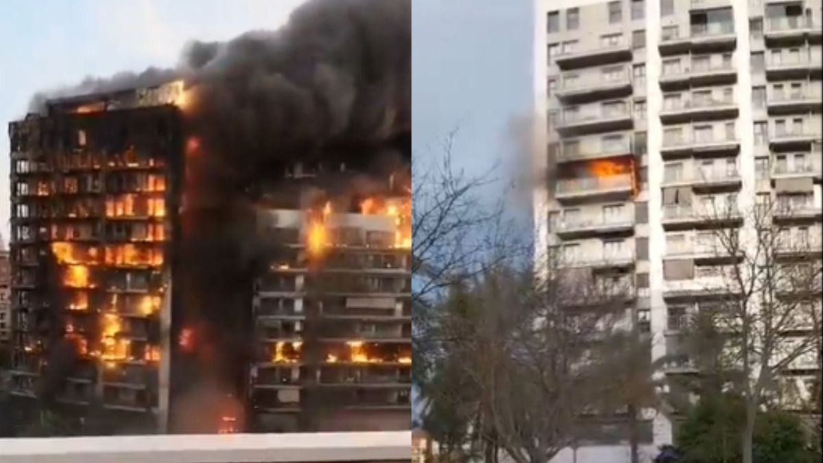 Foto:Captura de pantalla|VIDEO: Incendio acaba con un edificio residencial; quedan 2 personas atrapadas