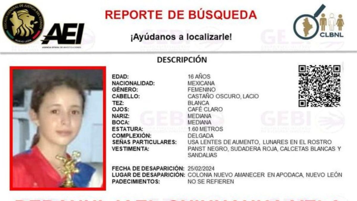 La Fiscalía de Nuevo León emitió una ficha de búsqueda para hallar a la joven desaparecida, Debanhi