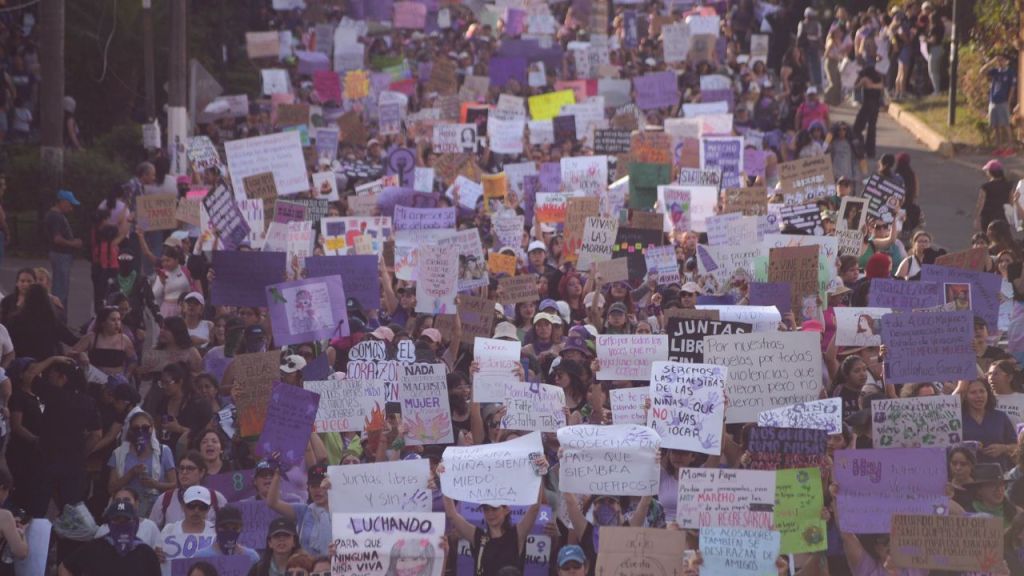 Veracruz. Miles de mujeres marcharon el pasado 8 de marzo por calles de Xalapa para exigir un alto a la violencia contra ellas. El saldo fue blanco y se movilizaron personas de todas las edades vestidas de morado y con pancartas.