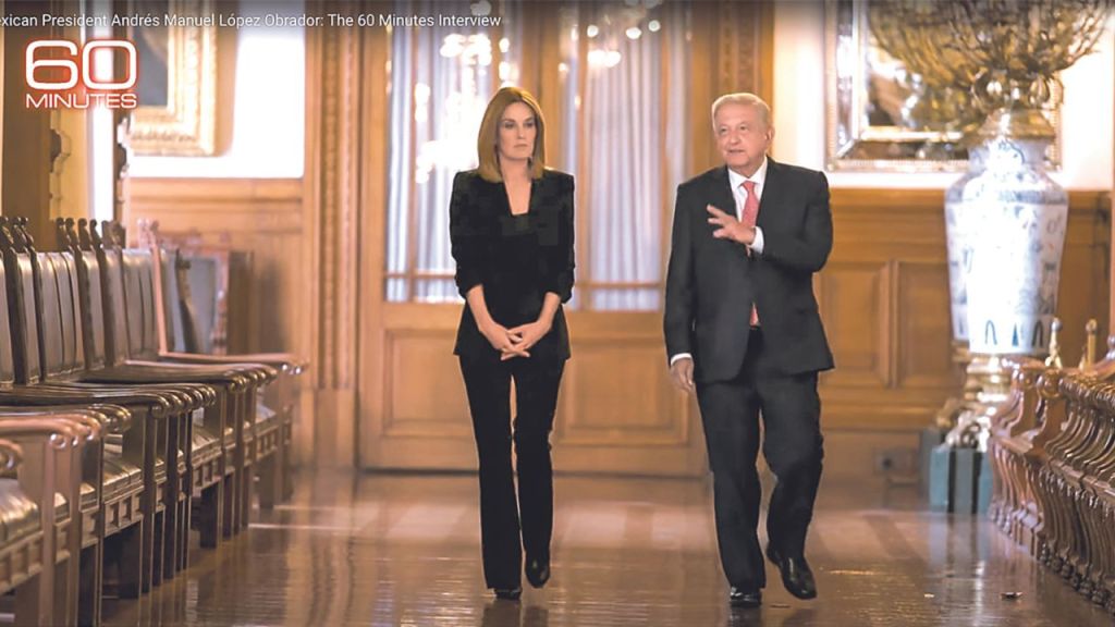 Exclusiva. El presidente López Obrador recibió en Palacio Nacional a la periodista Sharyn Alfonsi, conductora del programa 60 minutes de la CBS.