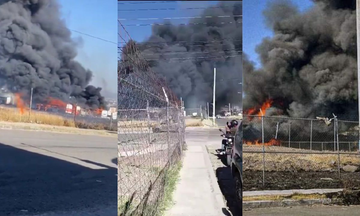 Lote de unidades de transporte público se incendian en Satélite