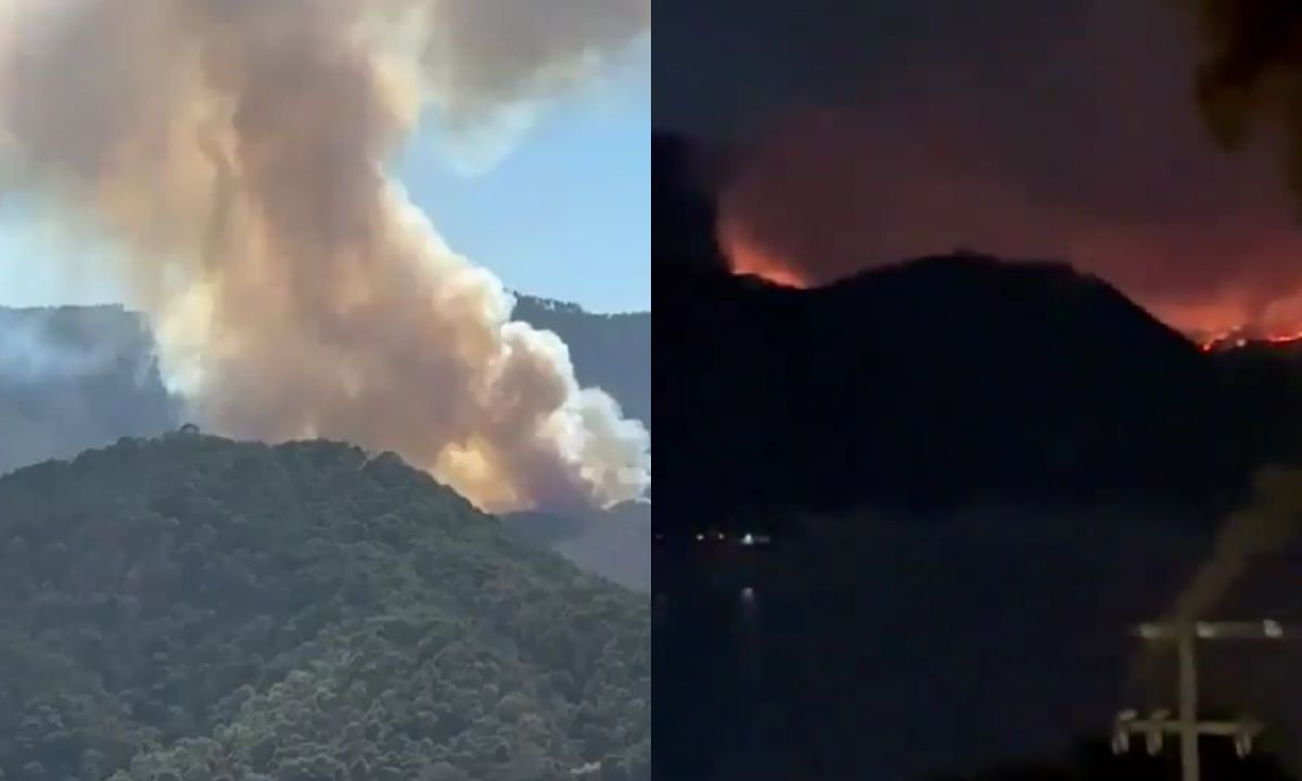El incendio que se registró en la tarde en Valle de Bravo, aún continúa