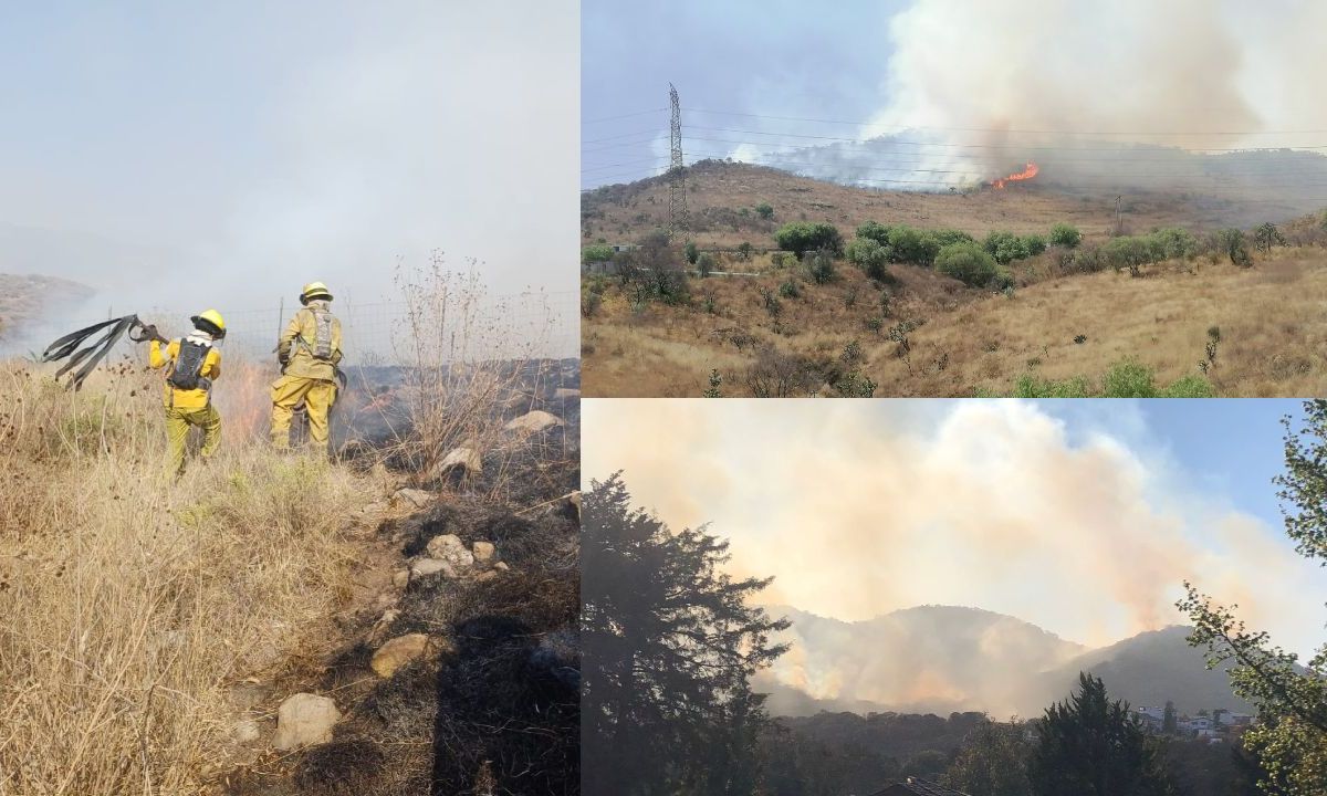 Durante la mañana y tarde de este viernes, se reavivó un incendio en el Cerro de la Biznaga en el municipio de Atizapán de Zaragoza