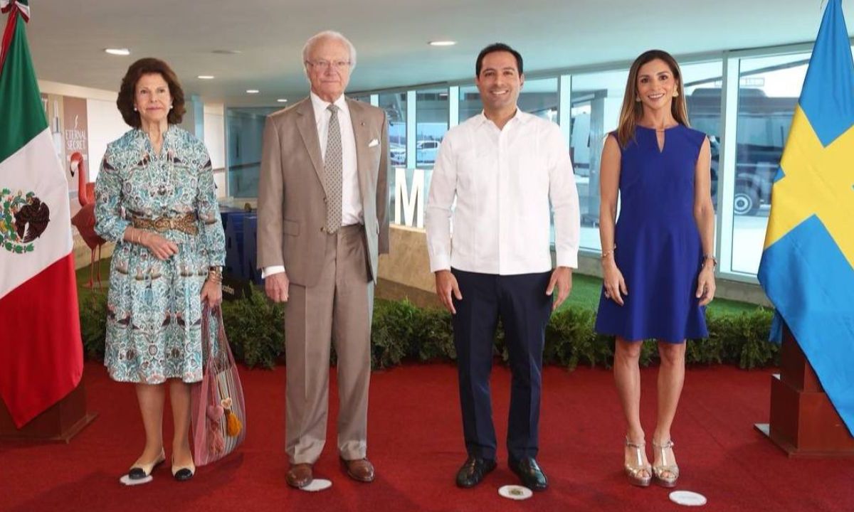 Foto:Especial|Recibe el Gobernador Mauricio Vila Dosal a los reyes de Suecia, Carlos XVI Gustavo y Silvia, en su llegada a Yucatán