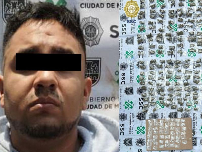 Cae presunto ladrón de auto con más de 200 dosis de droga en Coyoacán