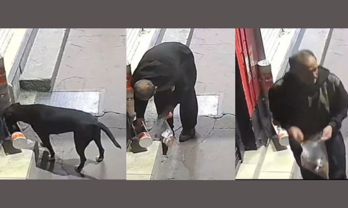 Hombre le roba las croquetas a un can en Texcoco