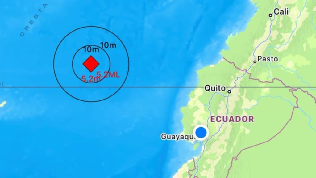 Sismo de 5.1 de magnitud se registra en costas cercanas a Ecuador