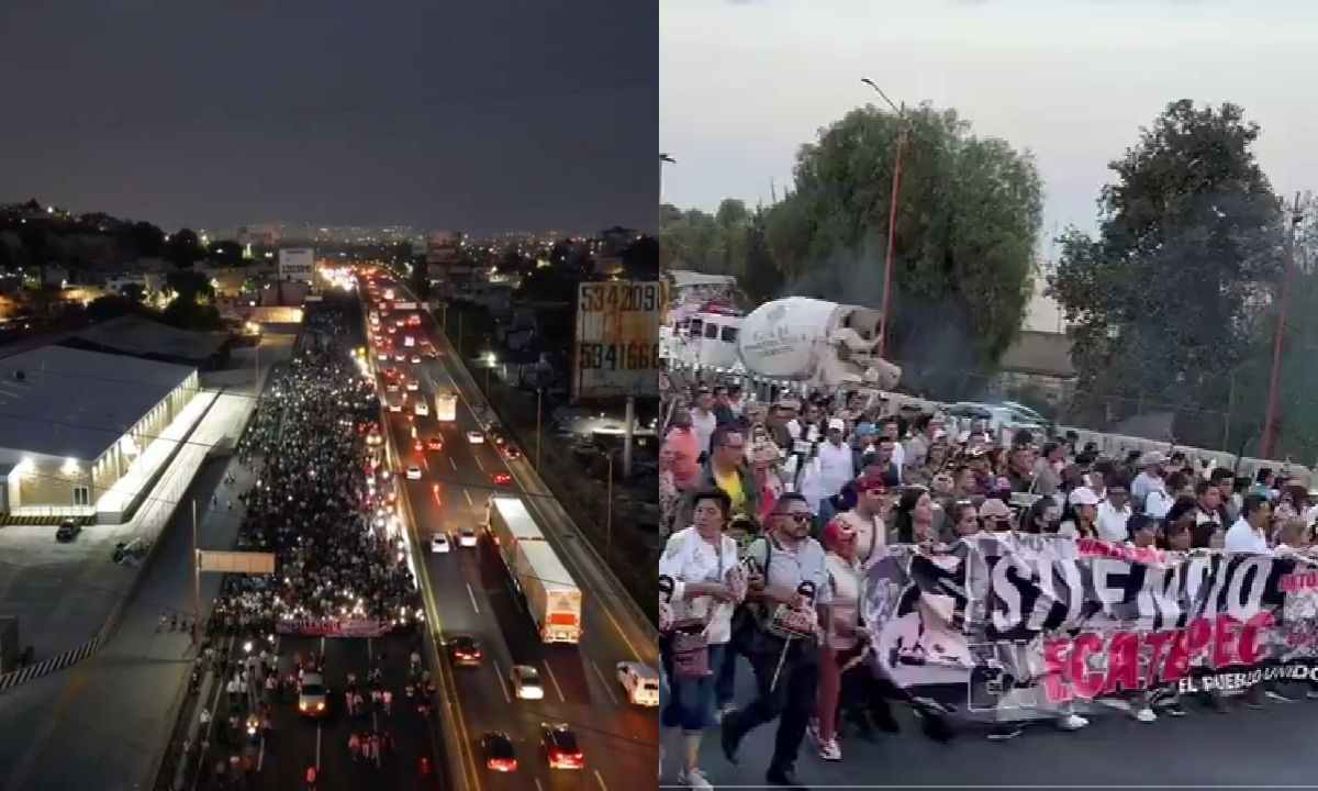Manifestantes de la 'Marcha del silencio' exigen mayor seguridad en Ecatepec; se movilizan sobre la México-Pachuca