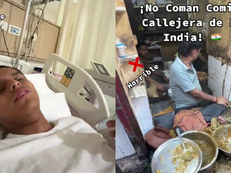 Tiktoker es hospitalizado tras probar comida callejera de la India