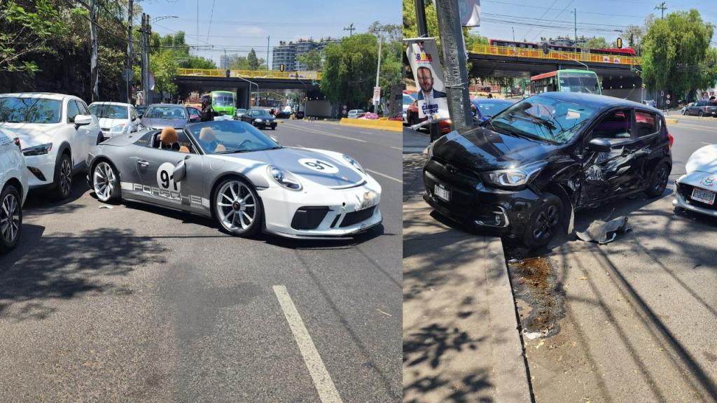 El conductor de un Porsche provocó un choque en Avenida Universidad, en la Ciudad de México; el percance dañó al menos 7 automóviles.