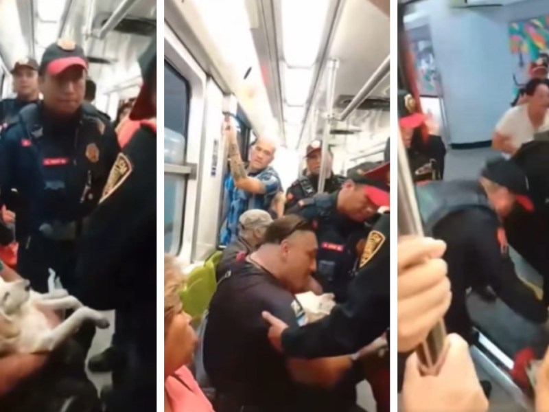 Policías sacan de vagón del Metro a hombre que llevaba un perrito herido; video causa indignación