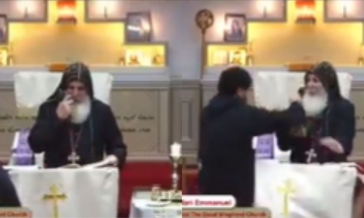 Foto:Captura de pantalla|VIDEO: Apuñalan a un obispo y a 3 personas más en una iglesia
