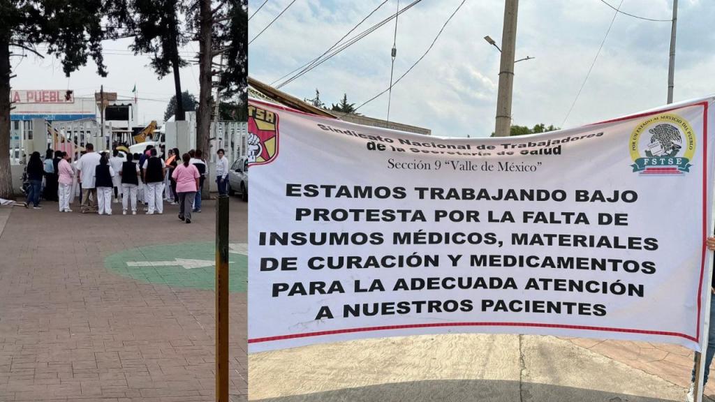 Trabajadores del sistema de salud de Cuautitlán y Ecatepec, protestan debido al presunto desabasto de medicamentos en los hospitales.