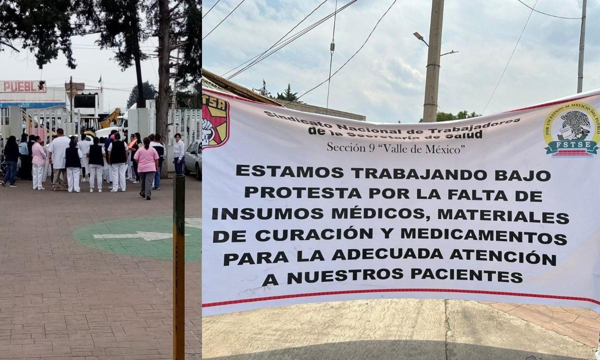 Trabajadores del sistema de salud de Cuautitlán y Ecatepec, protestan debido al presunto desabasto de medicamentos en los hospitales.
