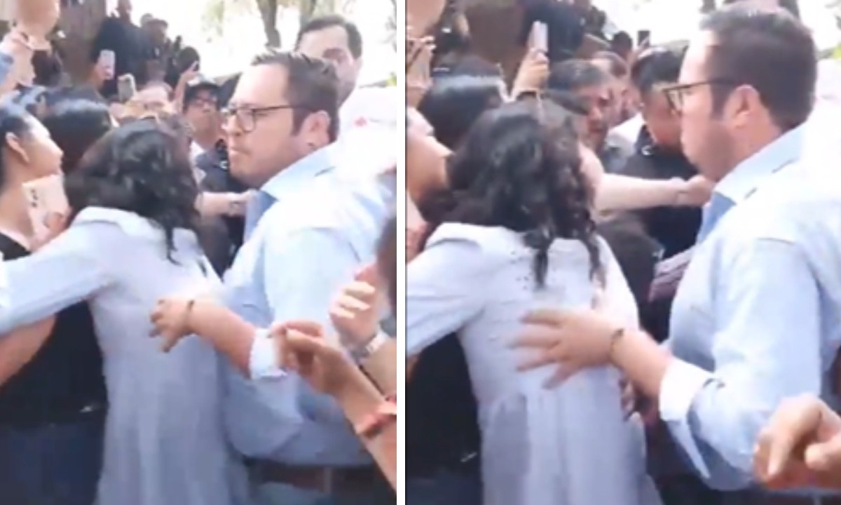 Un sujeto tocó de manera indebida a una mujer durante un tumulto que se suscito en un acto de campaña de Máynez.