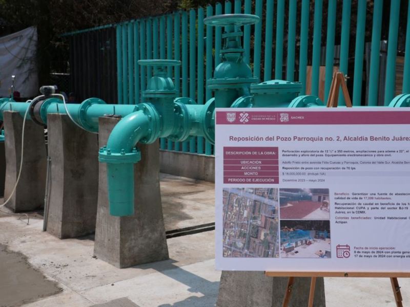 Habilita SACMEX fuente de abastecimiento de 70 Lps de agua para la Benito Juárez
