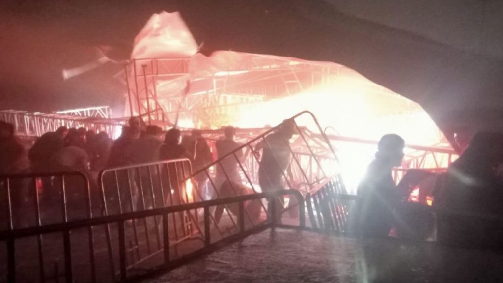 Se desploma el escenario donde se realizaba el cierre de campaña de Máynez en NL; se reportan heridos