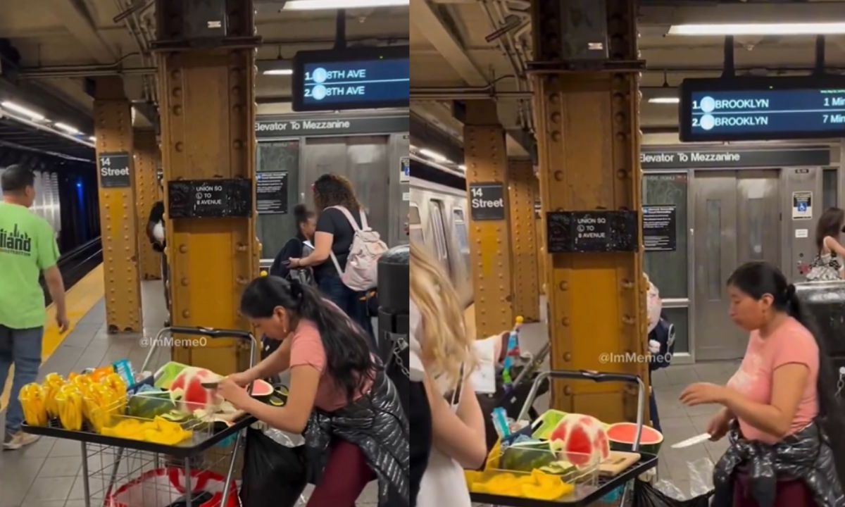 Mujer emprendedora, se viralizó en redes por vender fruta al interior del Metro de NY