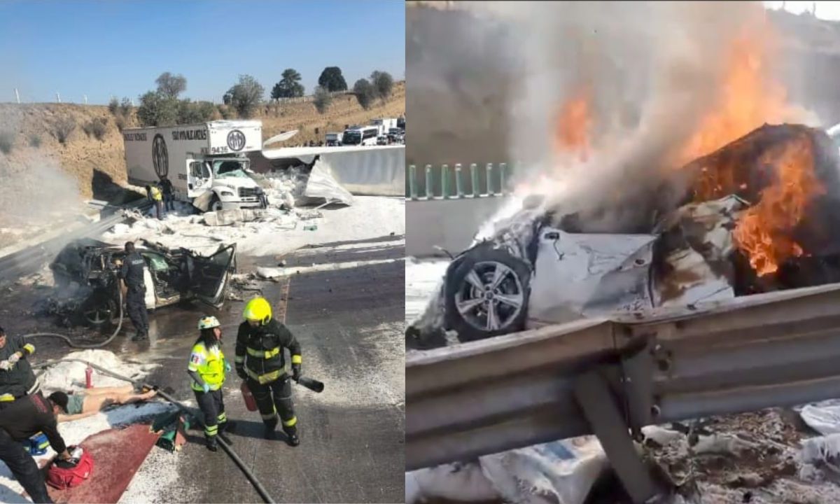 Un muerto tras carambola por trailer sin frenos que transportaba azúcar en la autopista México-Puebla