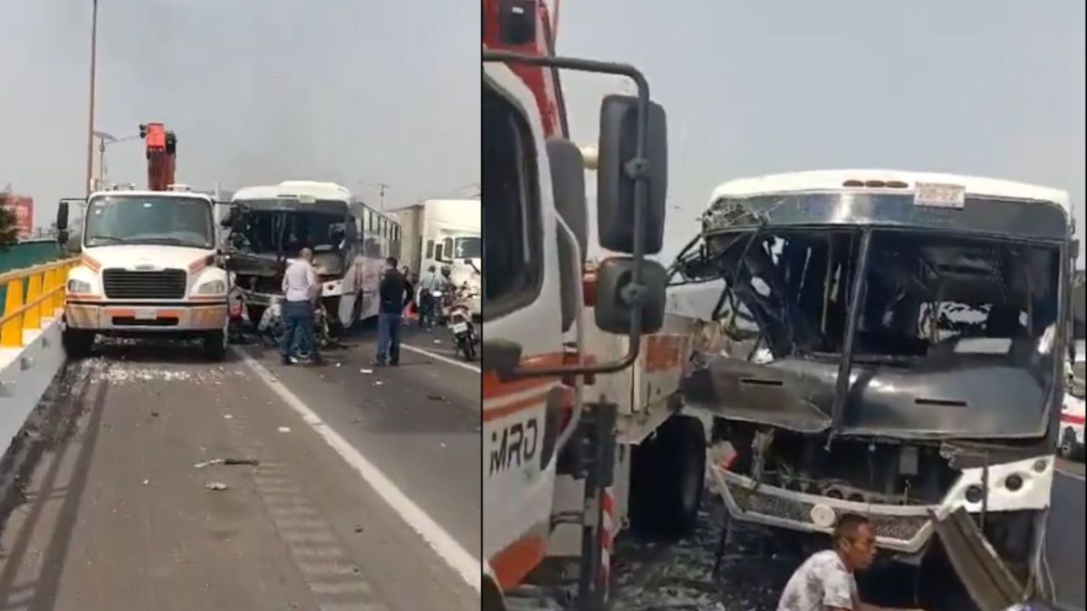 Un autobús de pasajeros se impactó contra una grúa en la México- Pachuca, hay un muerto y al menos tres heridos