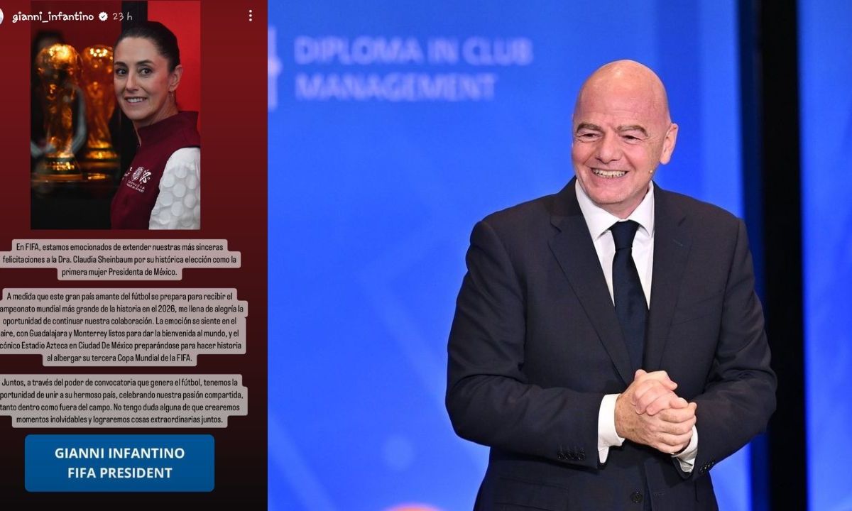 Presidente de la FIFA felicita en Instagram a Claudia Sheinbaum por ganar las elecciones